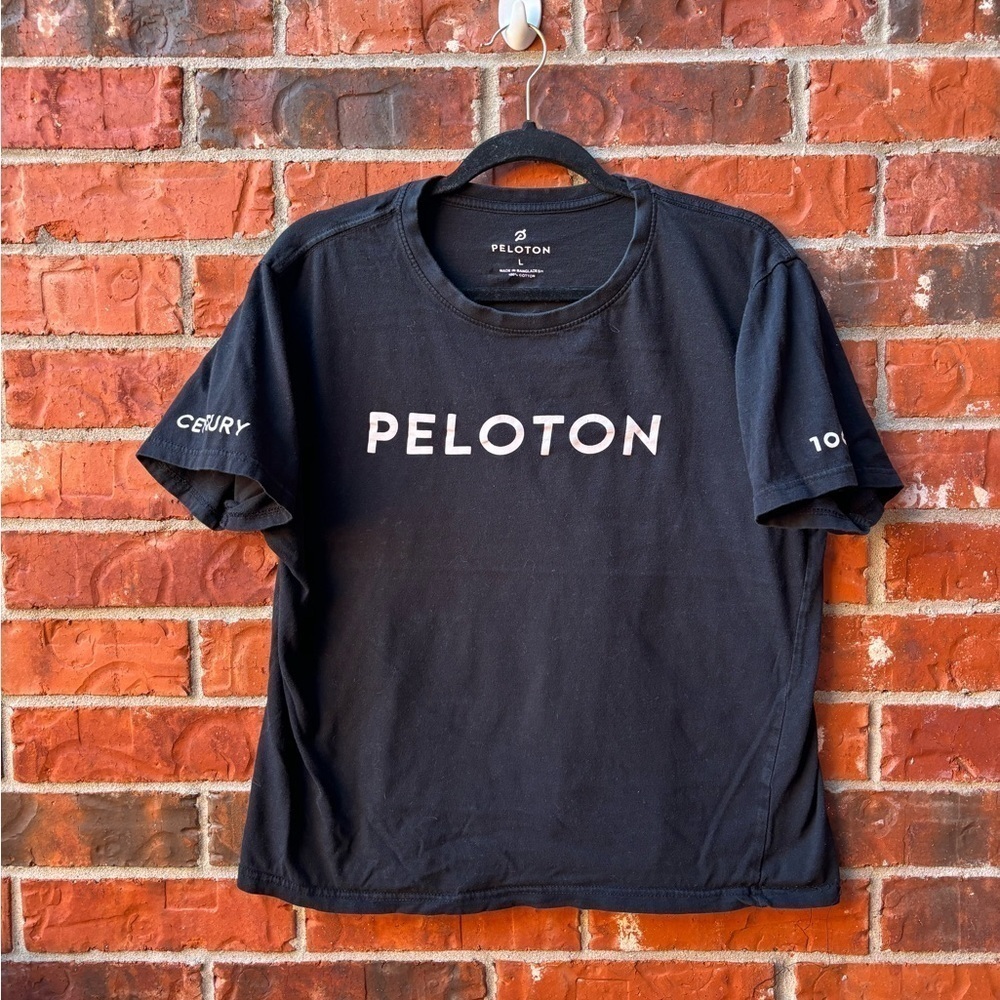 Peloton Womens Large Black Cropped Boxy Short Sleeve Tee